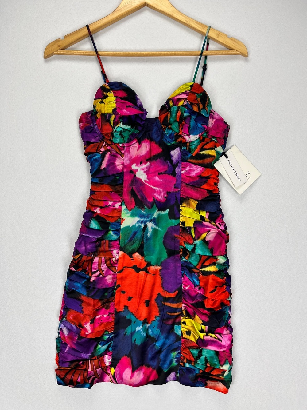 Runaway the Label Gabanni Mini Dress Women’s Size XS Black Floral Ruched NWT